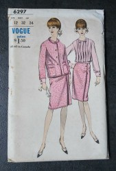 6297 1964 VOGUE COLLAR JACKET, WRAP STRAIGHT SKIRT, LONG SLEEVE  BLOUSE PATTERN 12, 14